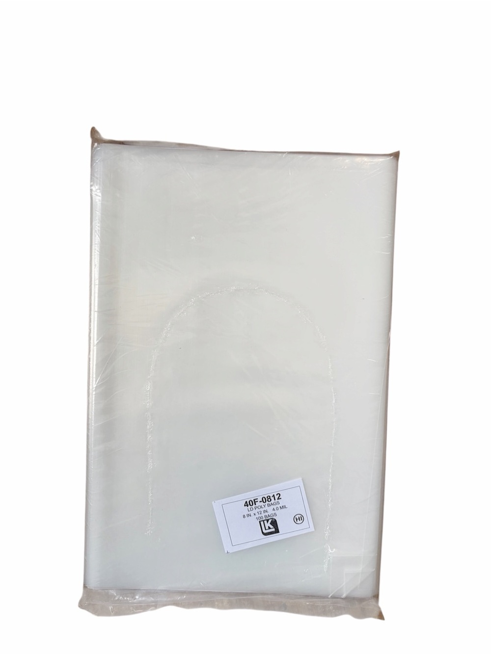 LK 40F-0812 Low Density Flat Bag, Clear, 8 x 12", 4 mil (100 bags) NWT